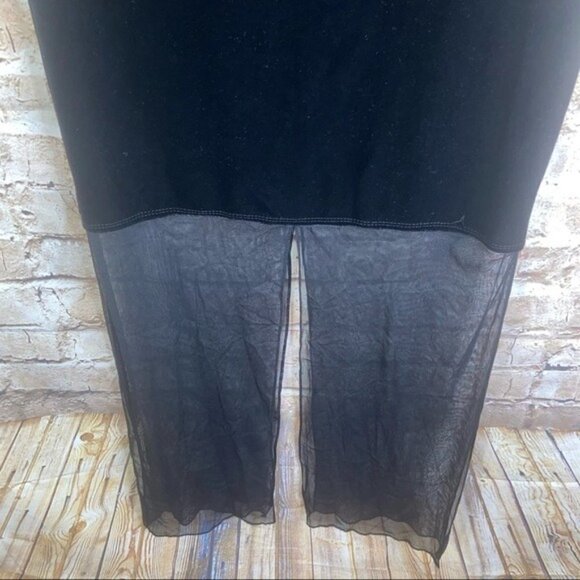 Vintage Kitty USA Black Velvet Sheer Maxi Dress Size Small - Picture 6 of 8